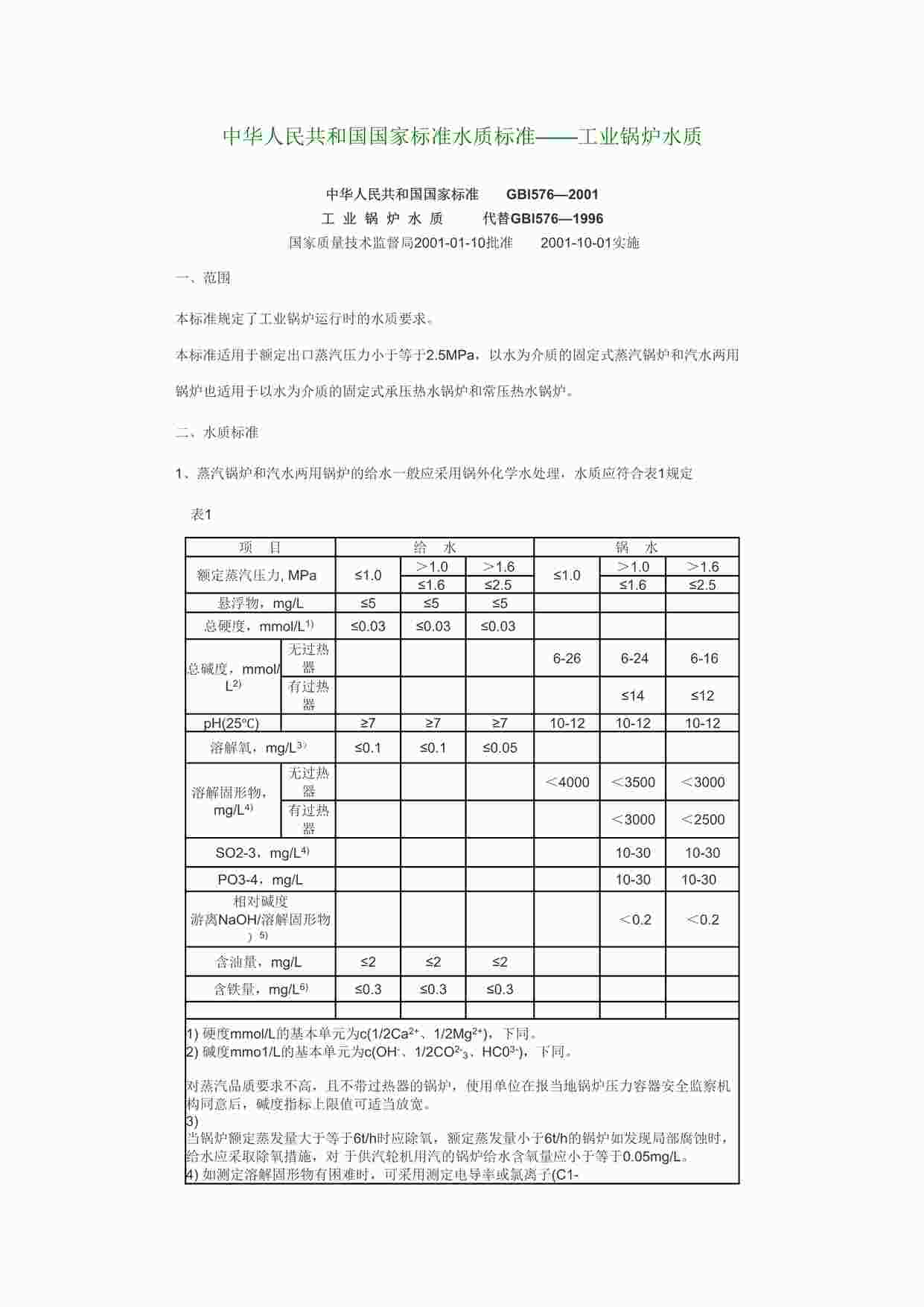 ѹ¯ˮʱ׼GB1576-2001DOC1ҳͼƬ